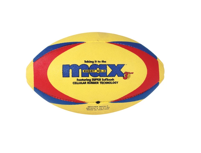 Flash Sale โ Sportime Max ProRubber Rugby Ball, Size 3, Yellow With Red/Blue Pattern ๐ 3 Flash Sale โ Sportime Max ProRubber Rugby Ball, Size 3, Yellow With Red/Blue Pattern ๐