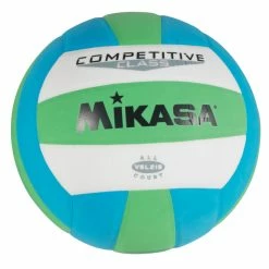 Promo 😍 Mikasa VSL215 Competitive Class Volleyball, Size 5, Green/Blue/White 😀